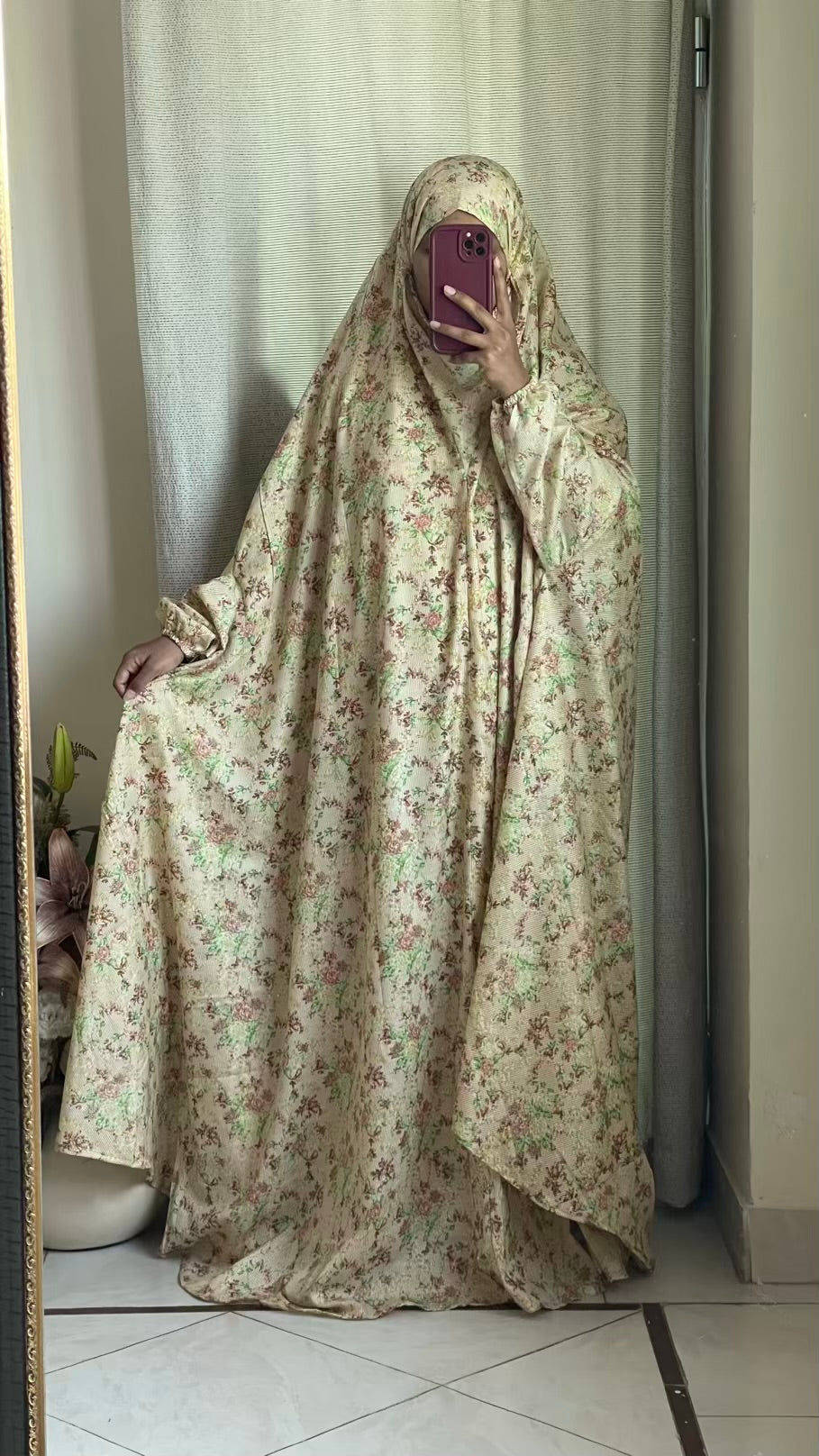 Full Coverage Namaz Chadar with Sleeves + Niqab (Mix Lawn) Attires For Muslimah