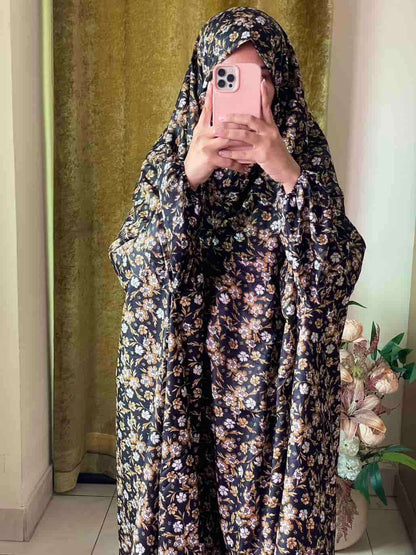 Full Coverage Namaz Chadar with Sleeves + Niqab (Mix Lawn Attires For Muslimah