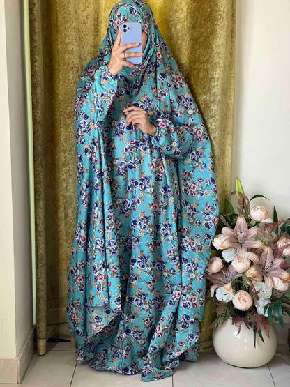 Full Coverage Namaz Chadar with Sleeves + Niqab (Mix Lawn) Attires For Muslimah