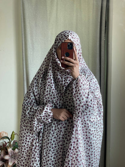 Full Coverage Namaz Chadar with Sleeves + Niqab (Mix Lawn) Attires For Muslimah
