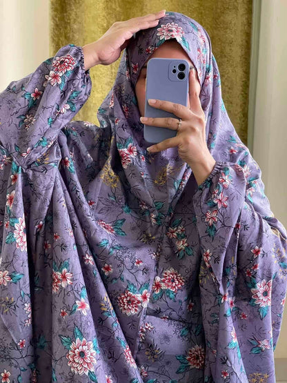 Full Coverage Namaz Chadar with Sleeves + Niqab (Mix Lawn) Attires For Muslimah