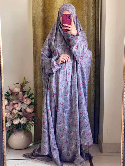 Full Coverage Namaz Chadar with Sleeves + Niqab (Mix Lawn) Attires For Muslimah