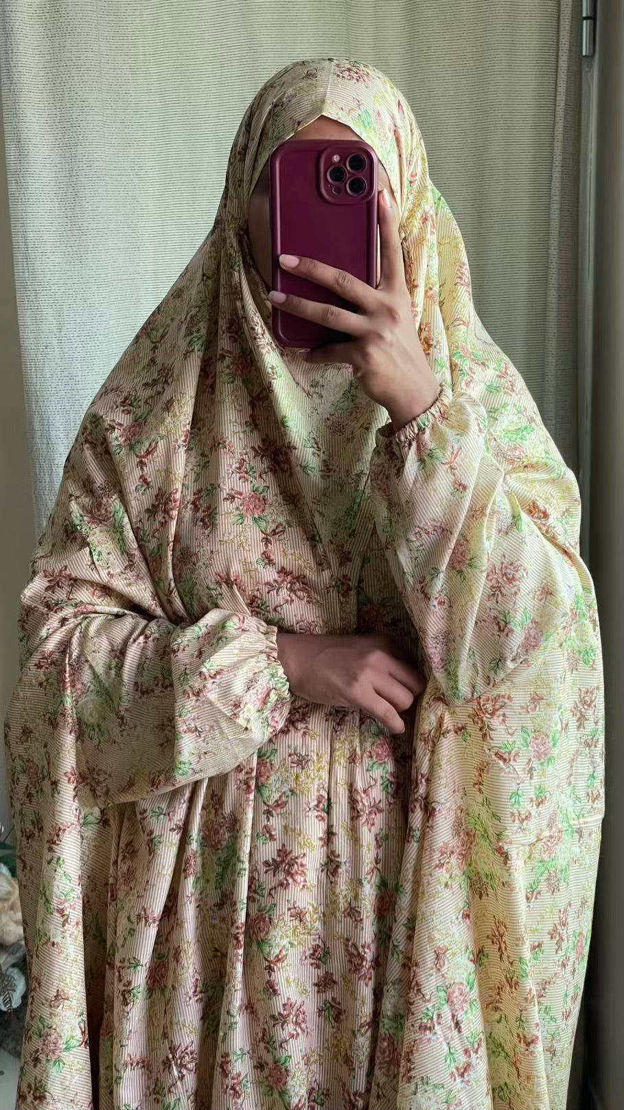 Full Coverage Namaz Chadar with Sleeves + Niqab (Mix Lawn) Attires For Muslimah