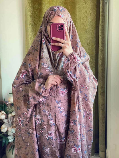 Full Coverage Namaz Chadar with Sleeves + Niqab (Mix Lawn) Attires For Muslimah