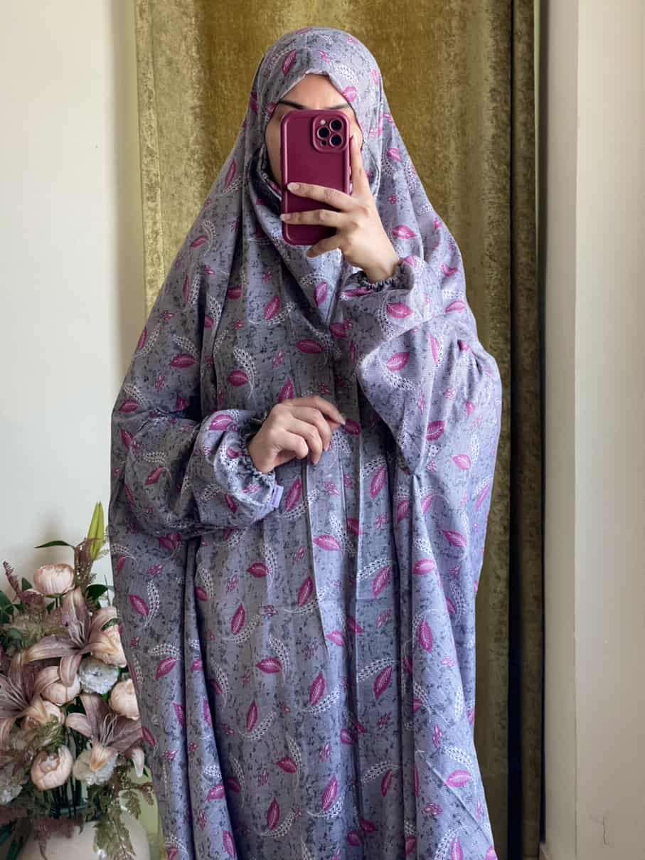 Full Coverage Namaz Chadar with Sleeves + Niqab (Mix Lawn) Attires For Muslimah