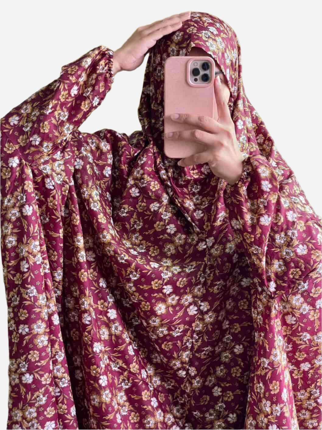 Full Coverage Namaz Chadar with Sleeves + Niqab (Mix Lawn Attires For Muslimah