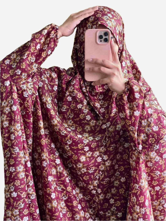 Full Coverage Namaz Chadar with Sleeves + Niqab (Mix Lawn Attires For Muslimah