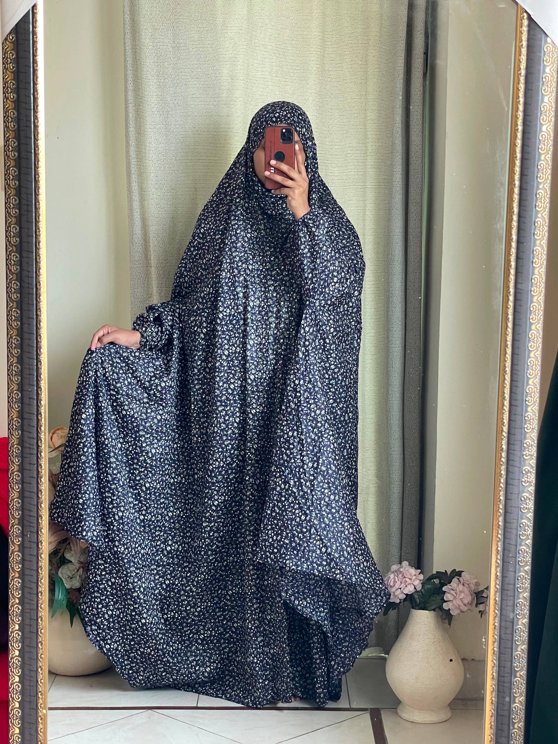Full Coverage Namaz Chadar with Sleeves + Niqab (Mix Lawn) Attires For Muslimah