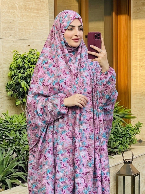 Full Coverage Namaz Chadar with Sleeves + Niqab (Mix Lawn) Attires For Muslimah