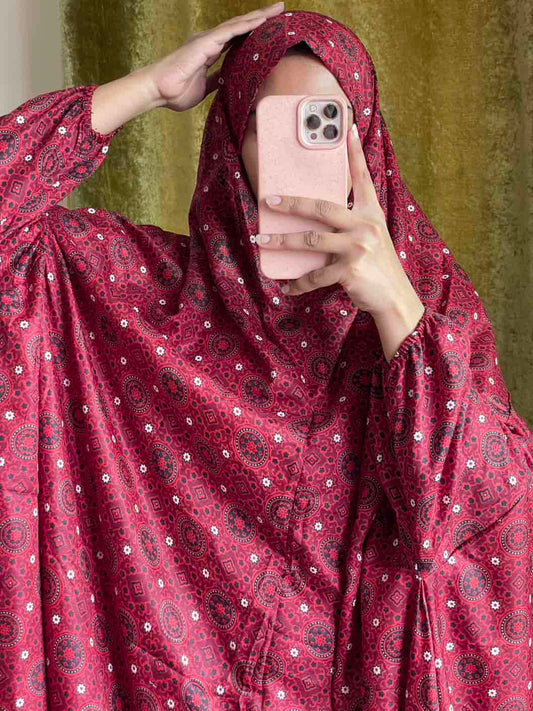 Full Coverage Namaz Chadar with Sleeves + Niqab (Mix Lawn) Attires For Muslimah