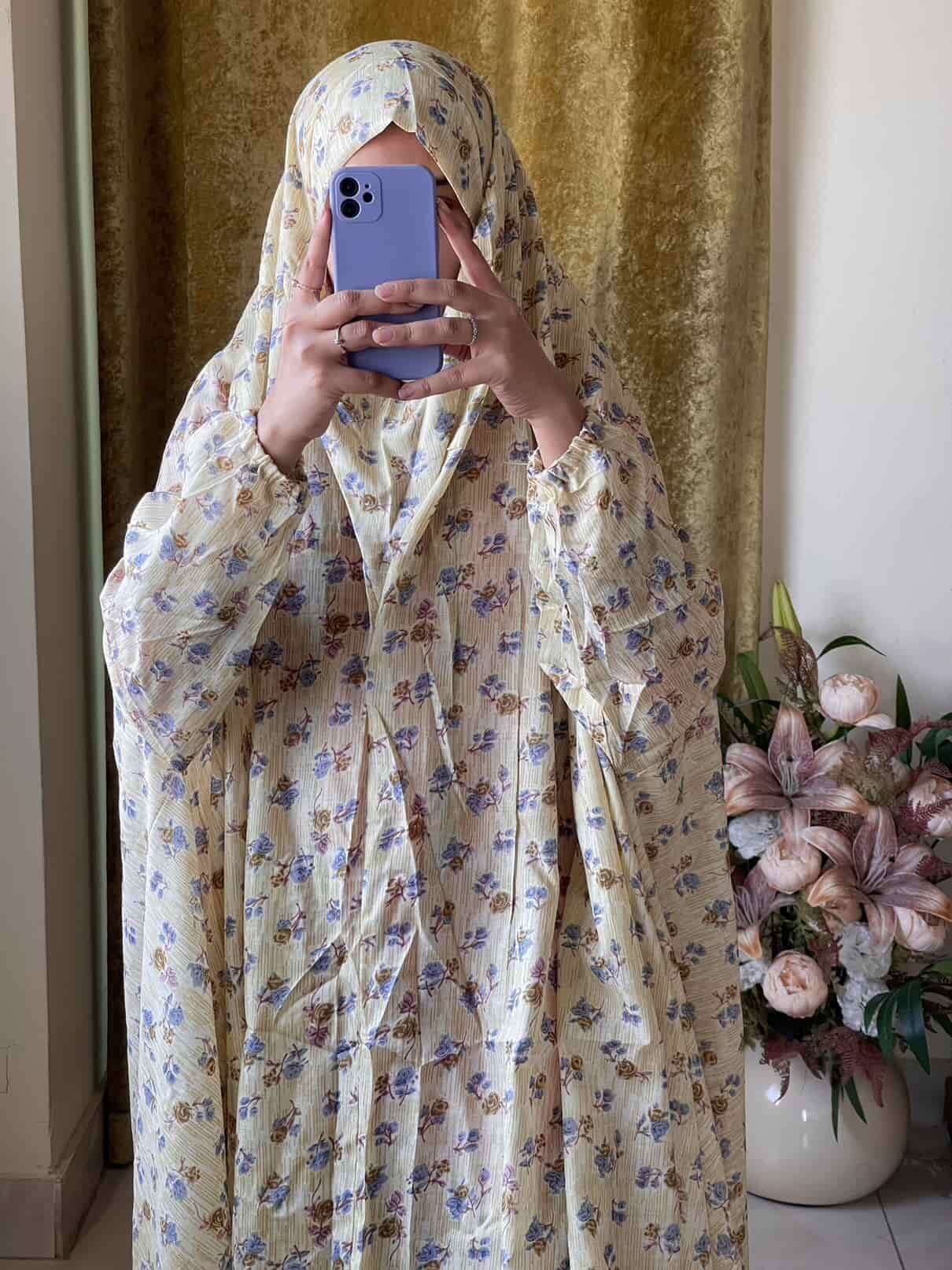 Full Coverage Namaz Chadar with Sleeves + Niqab (Mix Lawn) Attires For Muslimah