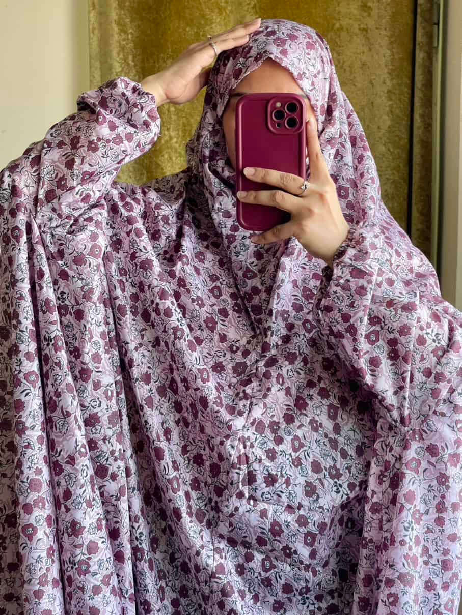 Full Coverage Namaz Chadar with Sleeves + Niqab (Mix Lawn) Attires For Muslimah