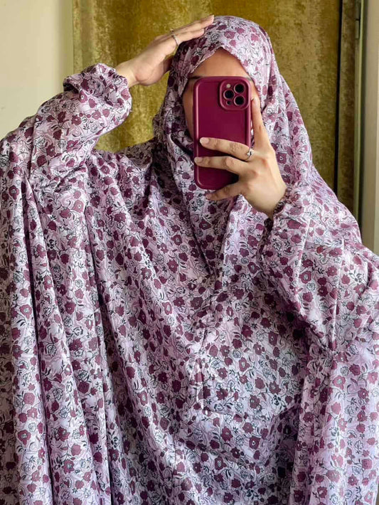 Full Coverage Namaz Chadar with Sleeves + Niqab (Mix Lawn) Attires For Muslimah