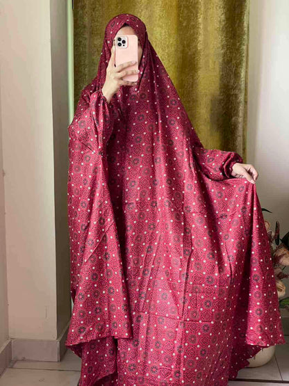 Full Coverage Namaz Chadar with Sleeves + Niqab (Mix Lawn) Attires For Muslimah