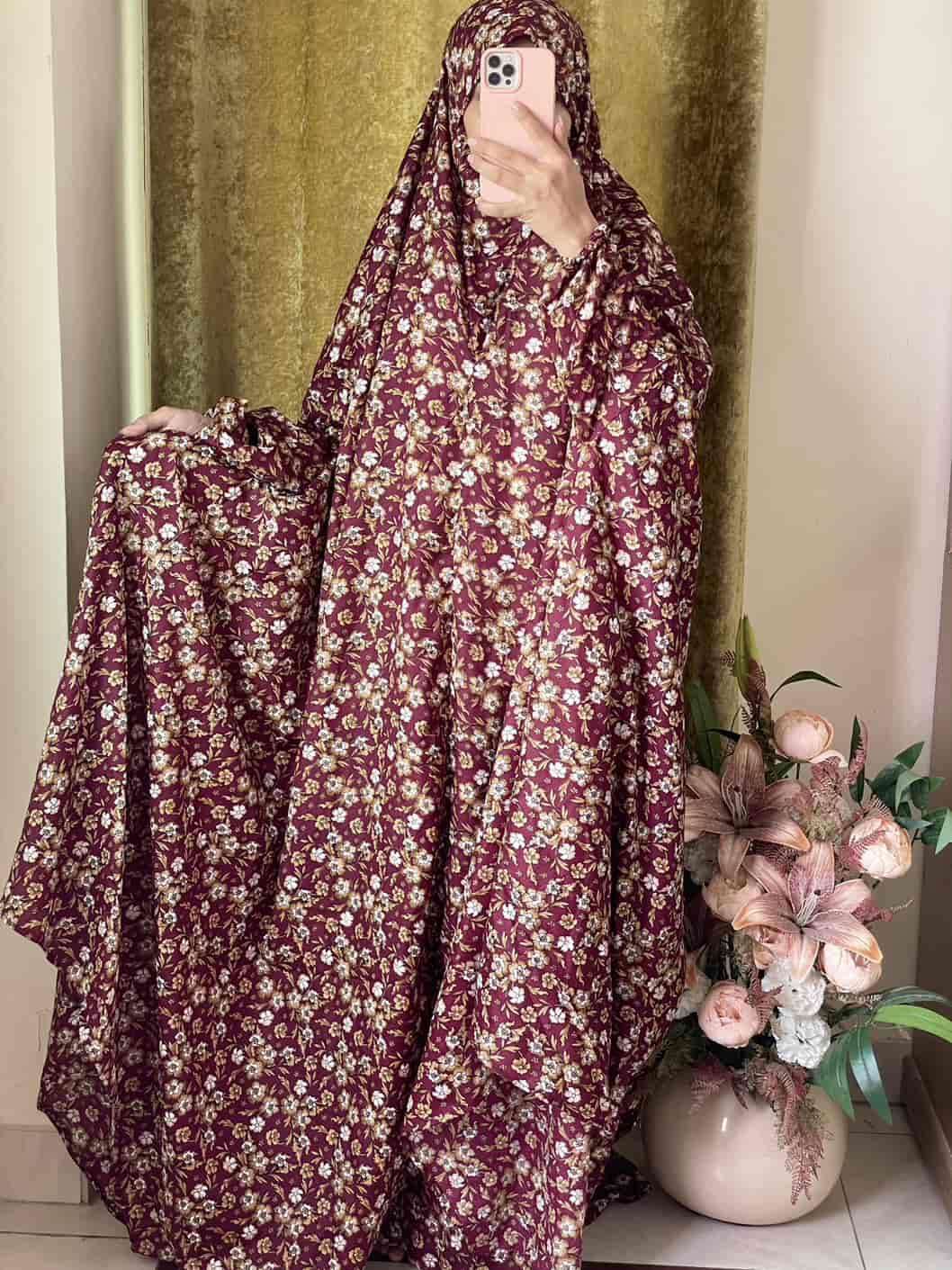 Full Coverage Namaz Chadar with Sleeves + Niqab (Mix Lawn Attires For Muslimah