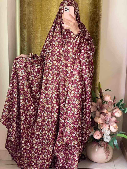 Full Coverage Namaz Chadar with Sleeves + Niqab (Mix Lawn Attires For Muslimah