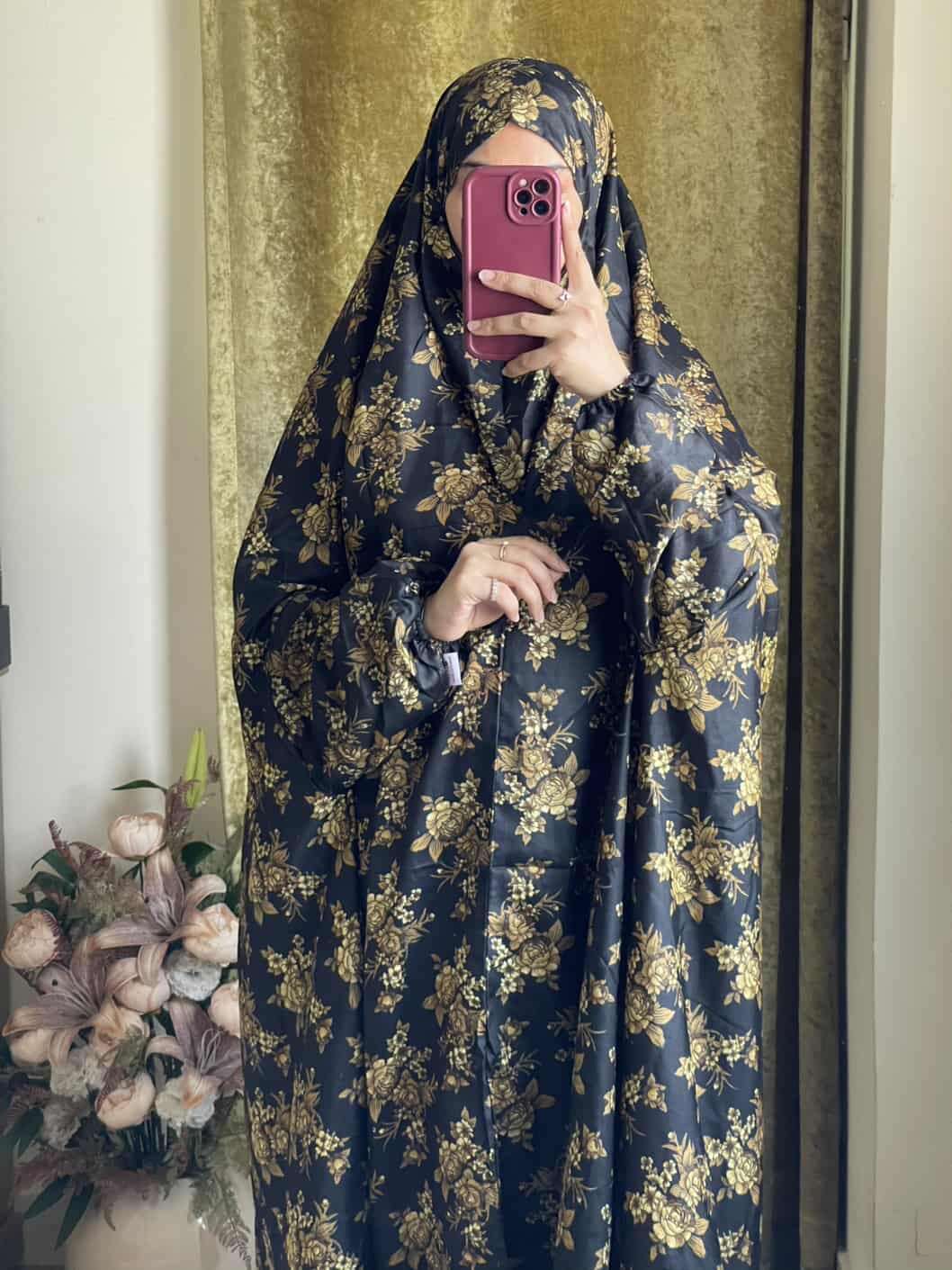 Full Coverage Namaz Chadar with Sleeves + Niqab (Mix Lawn) Attires For Muslimah