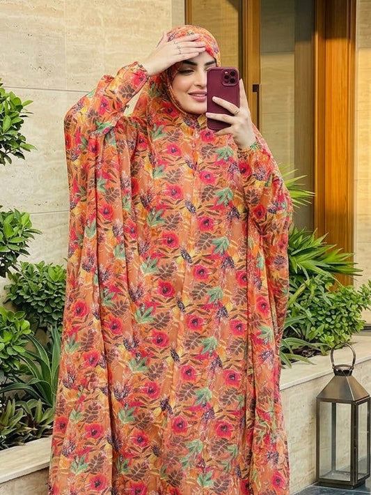 Full Coverage Namaz Chadar with Sleeves + Niqab (Pure Lawn) Attires For Muslimah