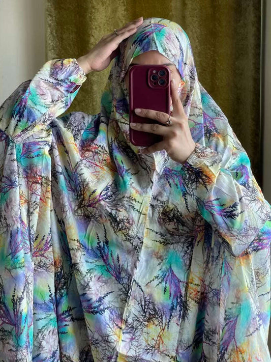 Full Coverage Namaz Chadar with Sleeves + Niqab (Pure Lawn) Attires For Muslimah
