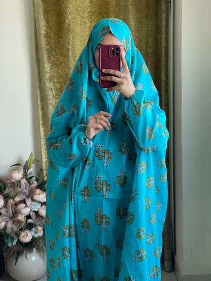Full Coverage Namaz Chadar with Sleeves + Niqab (Pure Lawn) Attires For Muslimah