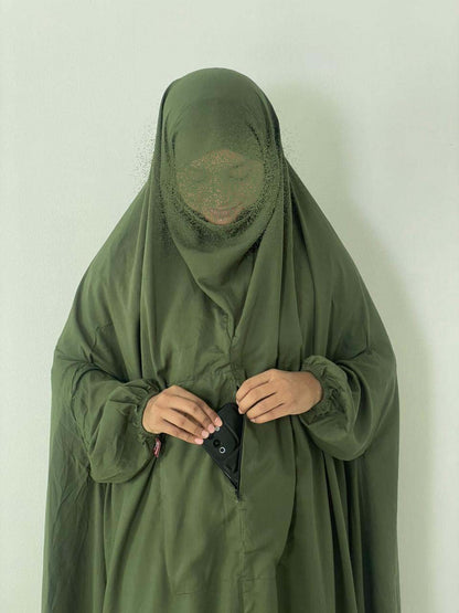 Hajj Umrah Full Coverage Namaz Chadar/Ihram (with pocket) (Linen) Attires For Muslimah