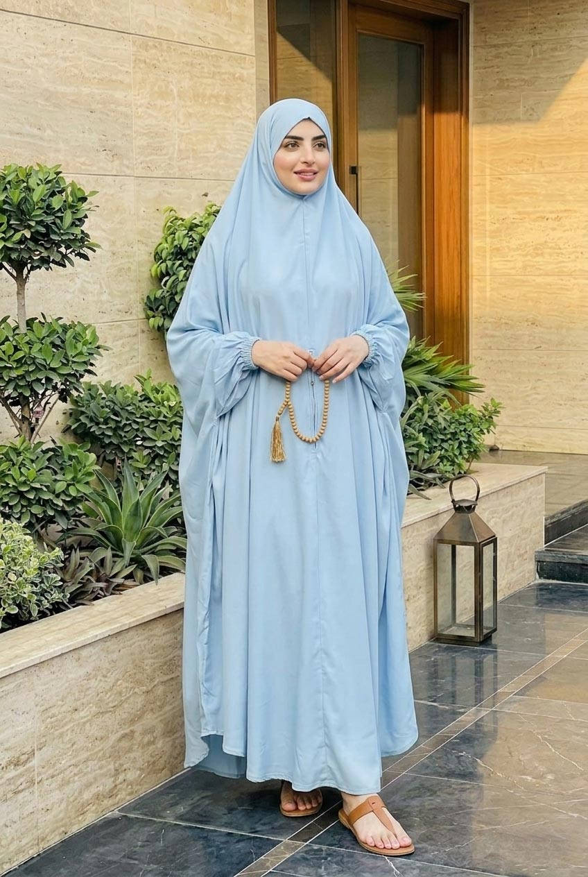 Hajj Umrah Full Coverage Namaz Chadar/Ihram (with pocket) (Linen) Attires For Muslimah