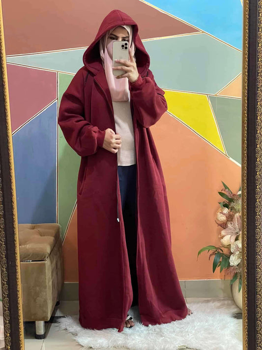 Hoodie Abaya (Blood Red) Attires For Muslimah