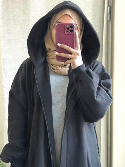 Hoodie Abaya (Charcoal Grey) Attires For Muslimah