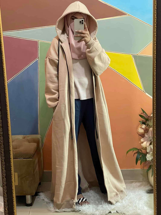 Hoodie Abaya (Cream) Attires For Muslimah
