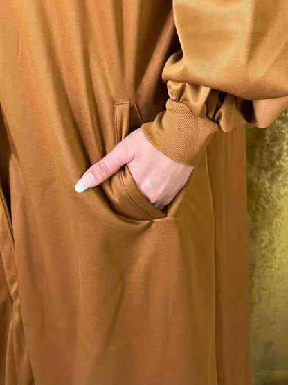 Hoodie Abaya (Gold Mustard) Attires For Muslimah