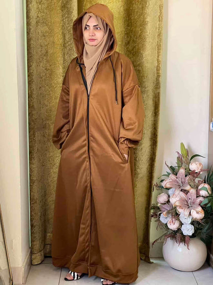 Hoodie Abaya (Gold Mustard) Attires For Muslimah