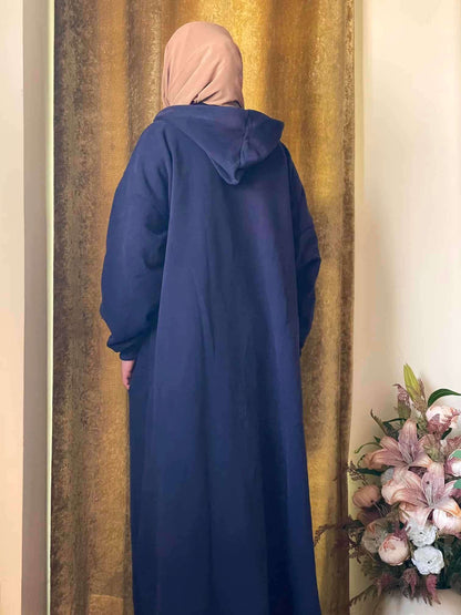 Hoodie Abaya (Navy Blue) Attires For Muslimah