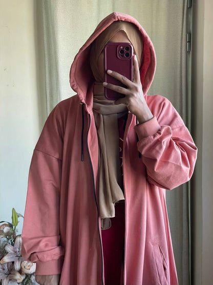 Hoodie Abaya (Salmon peach) Attires For Muslimah