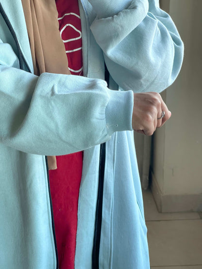 Hoodie Abaya (Sky Blue) Attires For Muslimah