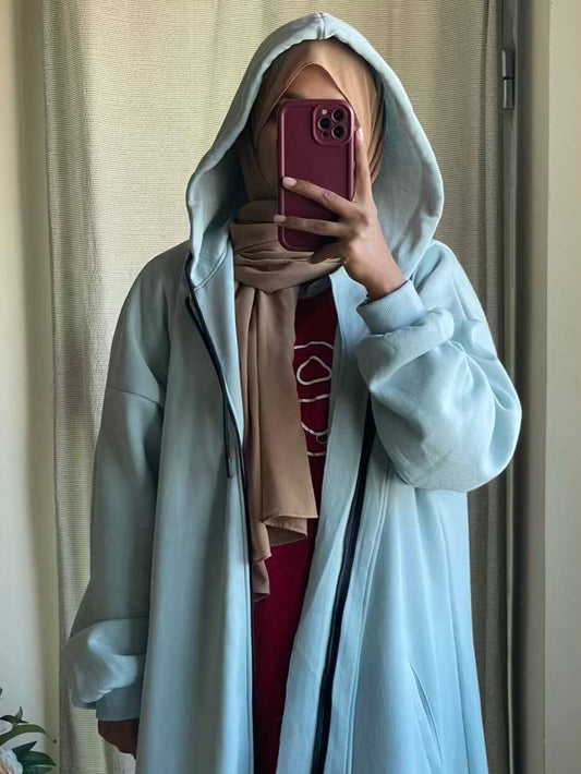 Hoodie Abaya (Sky Blue) Attires For Muslimah
