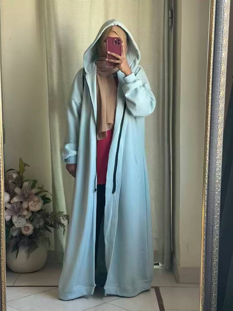 Hoodie Abaya (Sky Blue) Attires For Muslimah