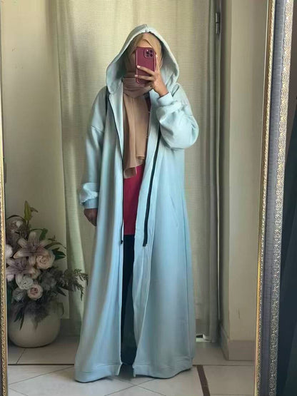 Hoodie Abaya (Sky Blue) Attires For Muslimah