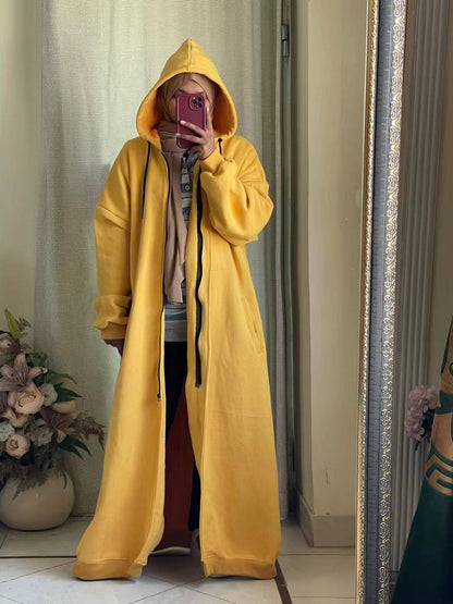 Hoodie Abaya (Yellow Mustard) Attires For Muslimah