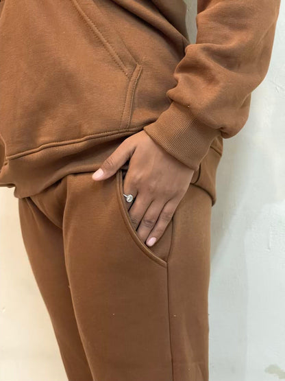 Hoodie Co Ord Set (Brown) Attires For Muslimah