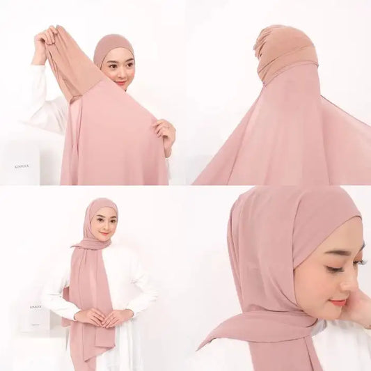 Instant 2 in 1 Hijab with Cap Attires For Muslimah
