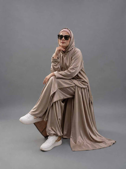 Active wear abaya (Short shirt + Trouser skirt)