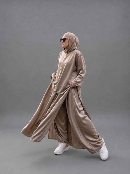 Active wear abaya (Short shirt + Trouser skirt)