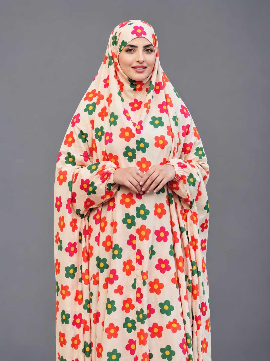 Full Coverage Namaz Chadar with Sleeves + Niqab (Pure Lawn)