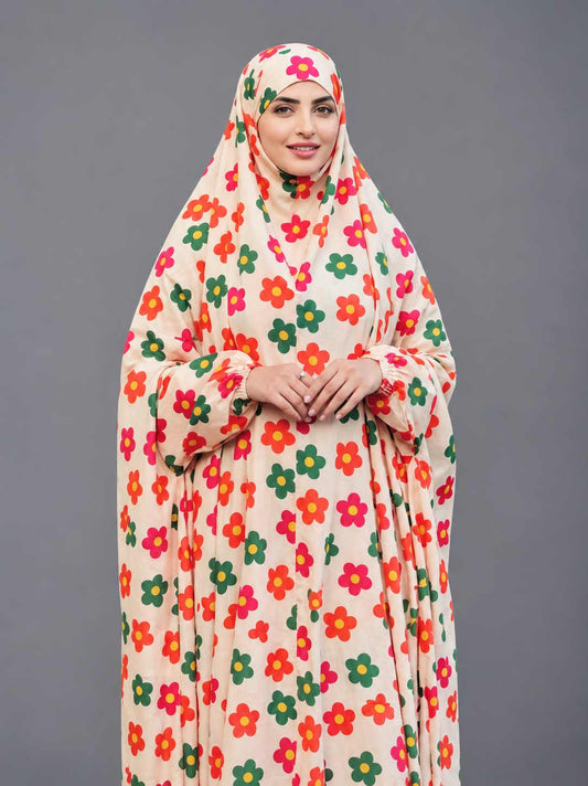 Full Coverage Namaz Chadar with Sleeves + Niqab (Pure Lawn)