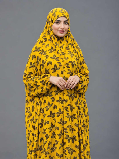 Full Coverage Namaz chadar with sleeves + Niqab (Linen)