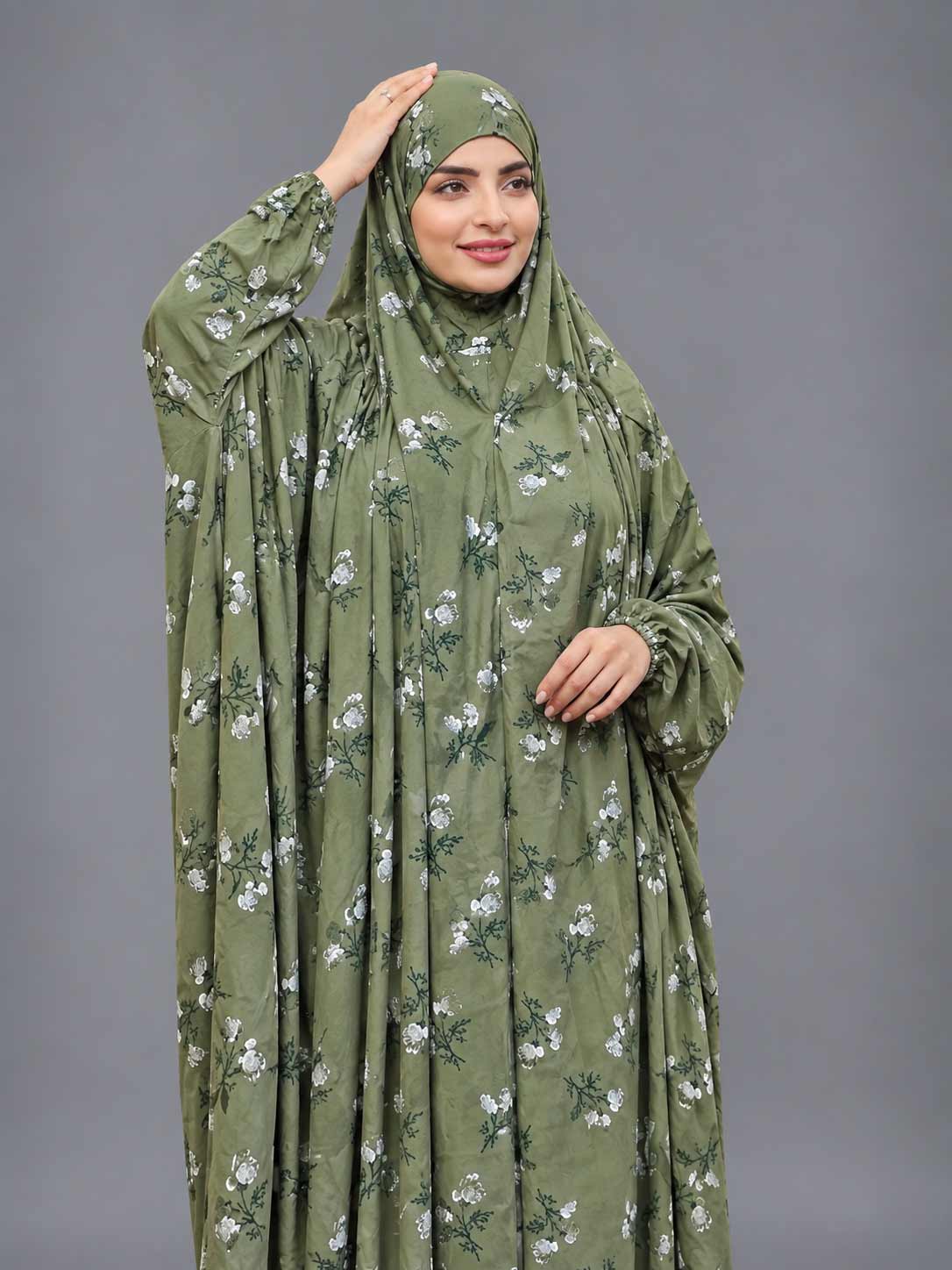 Full Coverage Namaz Chadar with Sleeves + Niqab (Linen)