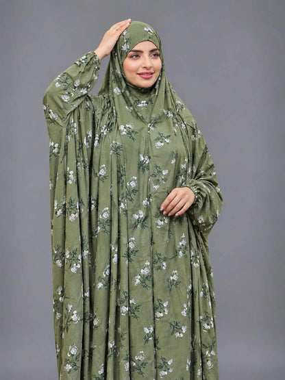Full Coverage Namaz Chadar with Sleeves + Niqab (Linen)