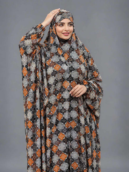 Full Coverage Namaz chadar with sleeves + Niqab (Linen)