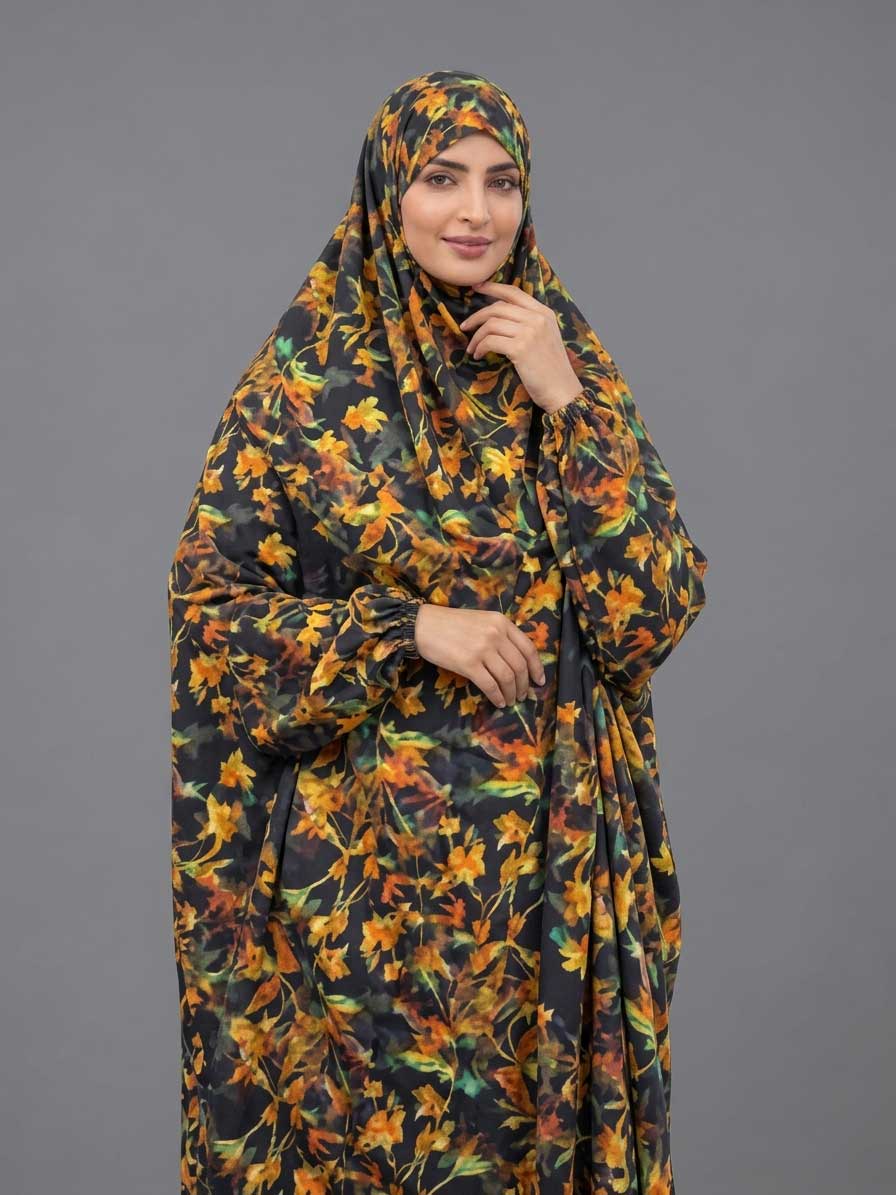 Full Coverage Namaz Chadar with Sleeves + Niqab (Pure Lawn)