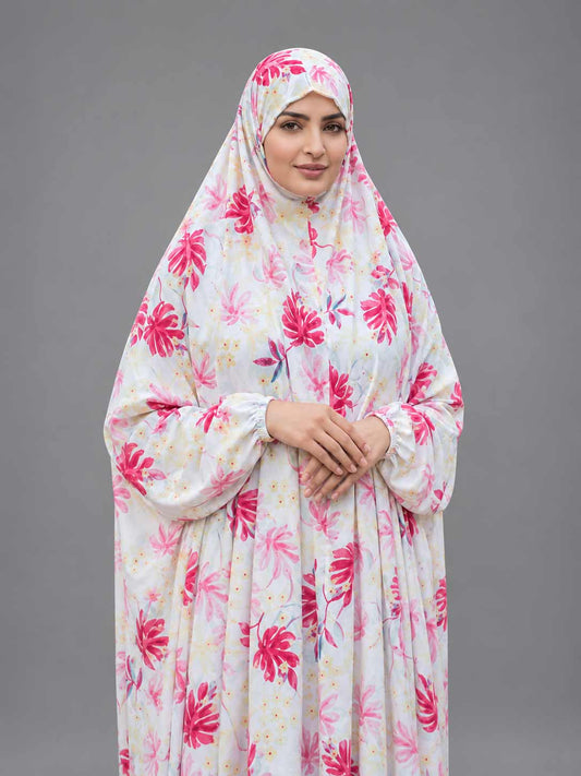 Full Coverage Namaz Chadar with Sleeves + Niqab (Pure Lawn)